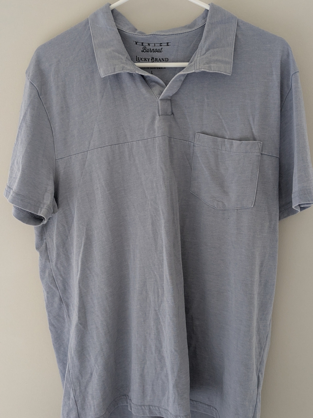 Lucky Brand Men's Pale Blue Pocket Polo